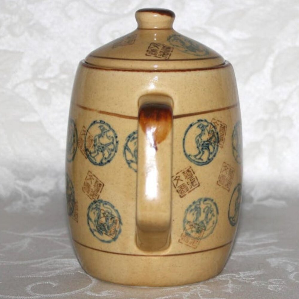 Vintage Pier 1 Japanese Style Teapot Set | Porcelain Tea Pot With 4 Mugs - Picture 4 of 11